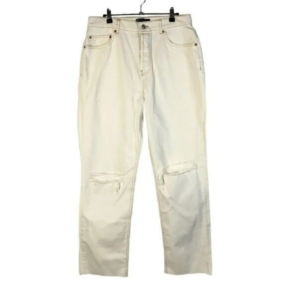 ASOS Design Ivory White 90s Straight Leg Distressed Jeans 32X32 - Picture 1 of 4